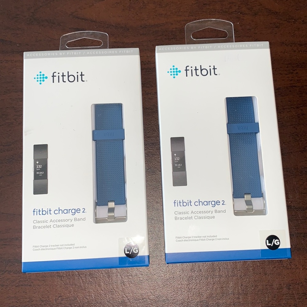 fitbit Charge 2 Classic Accessory Band Blue: size Large. NIB 2 of them